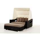 Rattan Gartenmöbel Sonnenliege Lounge Beach Chair; Überzug Sandbraun