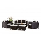 Rattan Gartenmöbel Luxury Deluxe Lounge schwarz