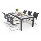 Rattan Gartentisch Leon 6 Stühle schwarz