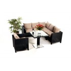 Rattan Lounge Dining Pandora, Polsterbezug sandbraun