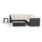 Long Beach Gartenmöbel Rattan Lounge Set schwarz