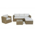Rattan Lounge Brooklyn natural round Überzug beige
