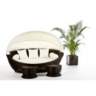 Rattan Gartenmöbel Lounge Dreamland Liege mit Hocker schwarz oder braun