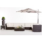 Rattan Gartenmöbel Lounge Sitzgruppe Bermuda schwarz mit Sonnenschirm Swing