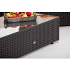 Rattan Gartenmöbel Lounge Tisch mit Glasplatte Bermuda schwarz