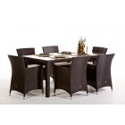 Rattan Gartenmöbel Tisch und Stuhl Nairobi 180 schwarz