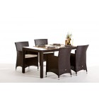 Rattan Gartenmöbel Tisch und Stühle Nairobi 180 schwarz