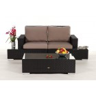 Rattan Lounge Media Luna, Bank mit Glasplatte