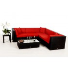 Rattan Gartenmöbel: Sahngrila Lounge schwarz, Überzug Rot