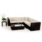 Rattan Gartenmöbel: Sahngrila Lounge schwarz, Überzug Beige