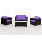 Rattan Gartenmöbel Luxury Lounge Natural Überzugset Violett