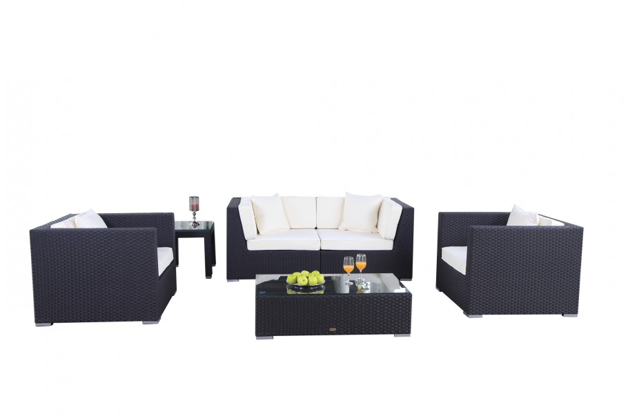 Black Bilbao lounge rattan garden furniture for your terrace, garden