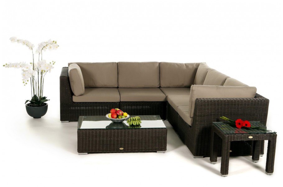 Birmingham Rattan 5seater Lounge, brown rattan garden furniture for