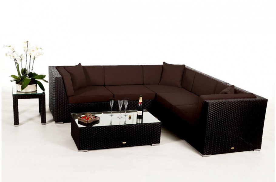 Cushion cover set in brown for the Shangrila Rattan Lounge