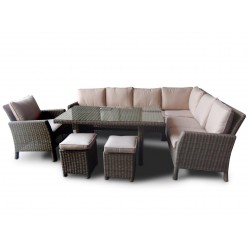 Manchester Rattan Garden Furniture Dining Lounge in Mixed Grey